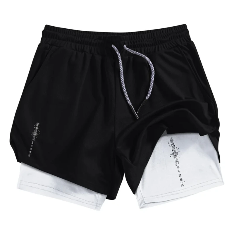 

Мужские модные спортивные шорты 2-в-1, быстросохнущие шорты для тренировок в тренажерном зале и бега