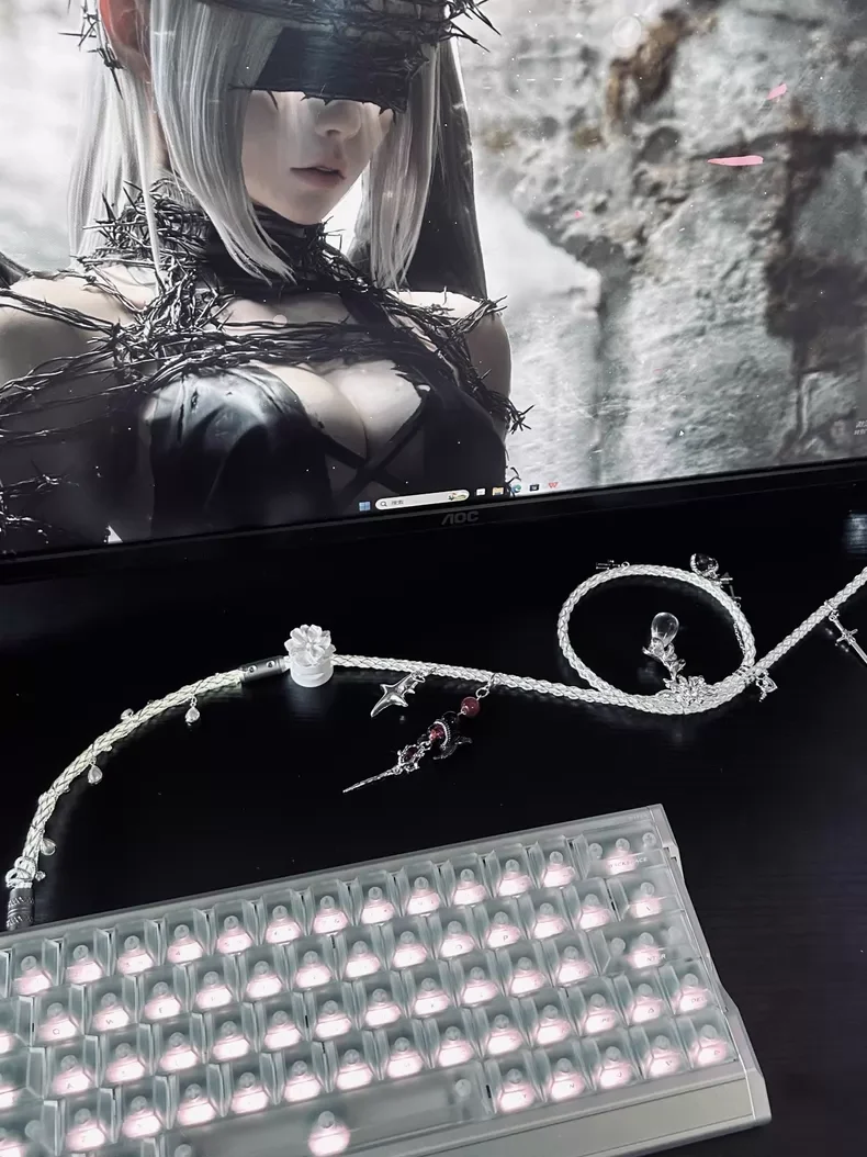 Custom 8k Aviator Cable 1.3m Fully Luminous 2-in-1 Type-c Magnetic Mechanical Keyboard Cable Desktop Decoration Accessorie