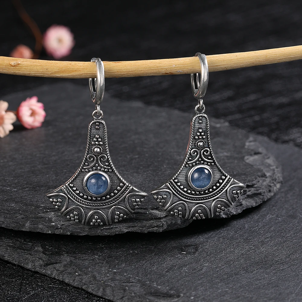 S925 Silver Earrings Jewelry Blue Crystal Natural Gemstone Boutique Jewelry Earrings Women Birthday Party Valentine's Day Gift
