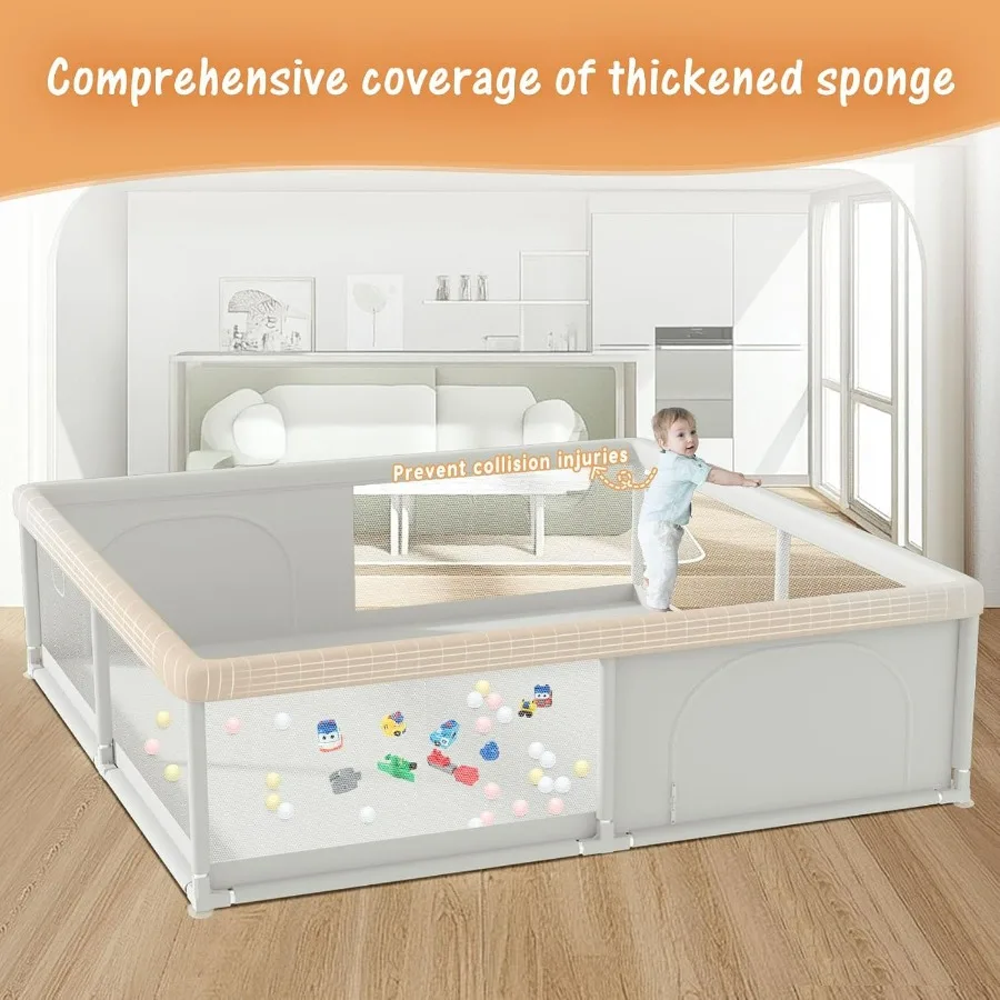 Box per bambini extra large da 79x79 pollici per uso interno ed esterno con cancelli con cerniera Pannelli in rete traspirante e base antiscivolo Ideale