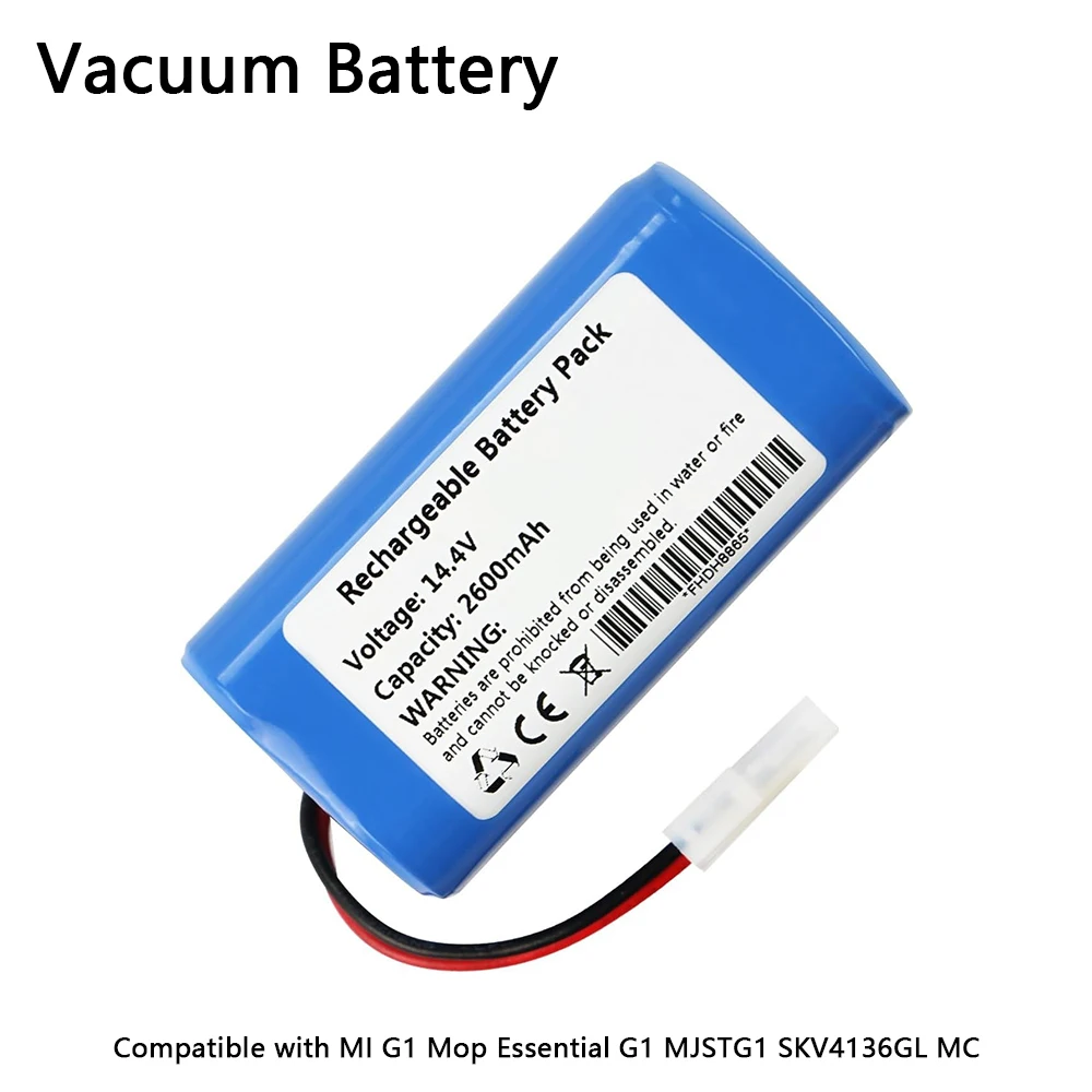 

14.4V 2600mAh Robot Vacuum Battery for Xiaomi MI G1 Mop Essential Phicomm X3 SKV4136GL Panasonic MC-WRC53 FLYCO FC9601 FC9602