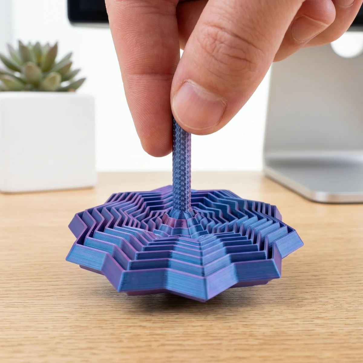 3D Printed Spiral Fidget Spinner, Optical Illusion Toy，1 Pack 12cm Premium Gradient Red-Blue PLA