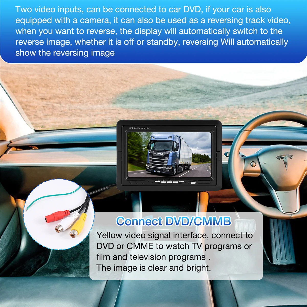 HOT AC18 Mini TV 7 Inch HD Monitor 800X480 Portable Car LCD Screens on DVD/CMMB Two Input for Passenger Cars Trucks
