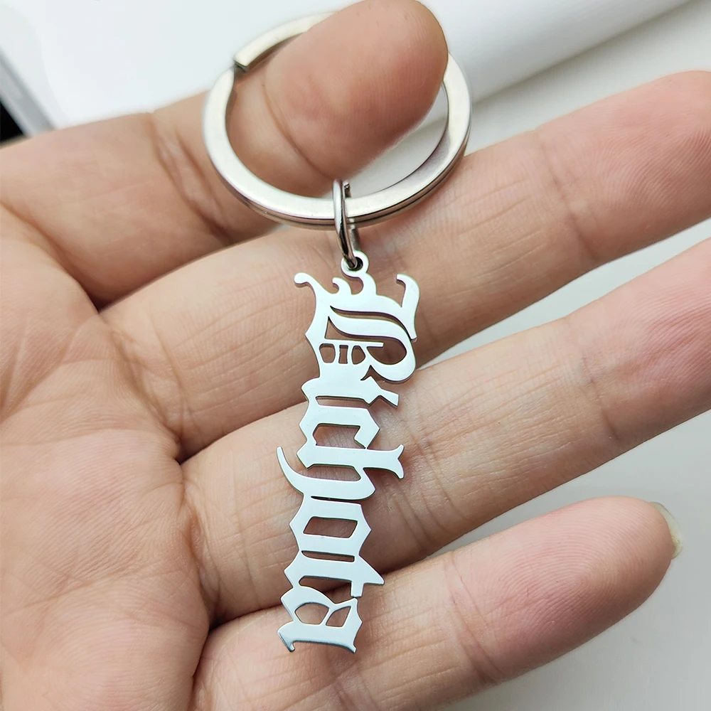 Personalized Name Keychain Fashion Car Key Accessories Stainless Steel Jewelry Simple Keychain