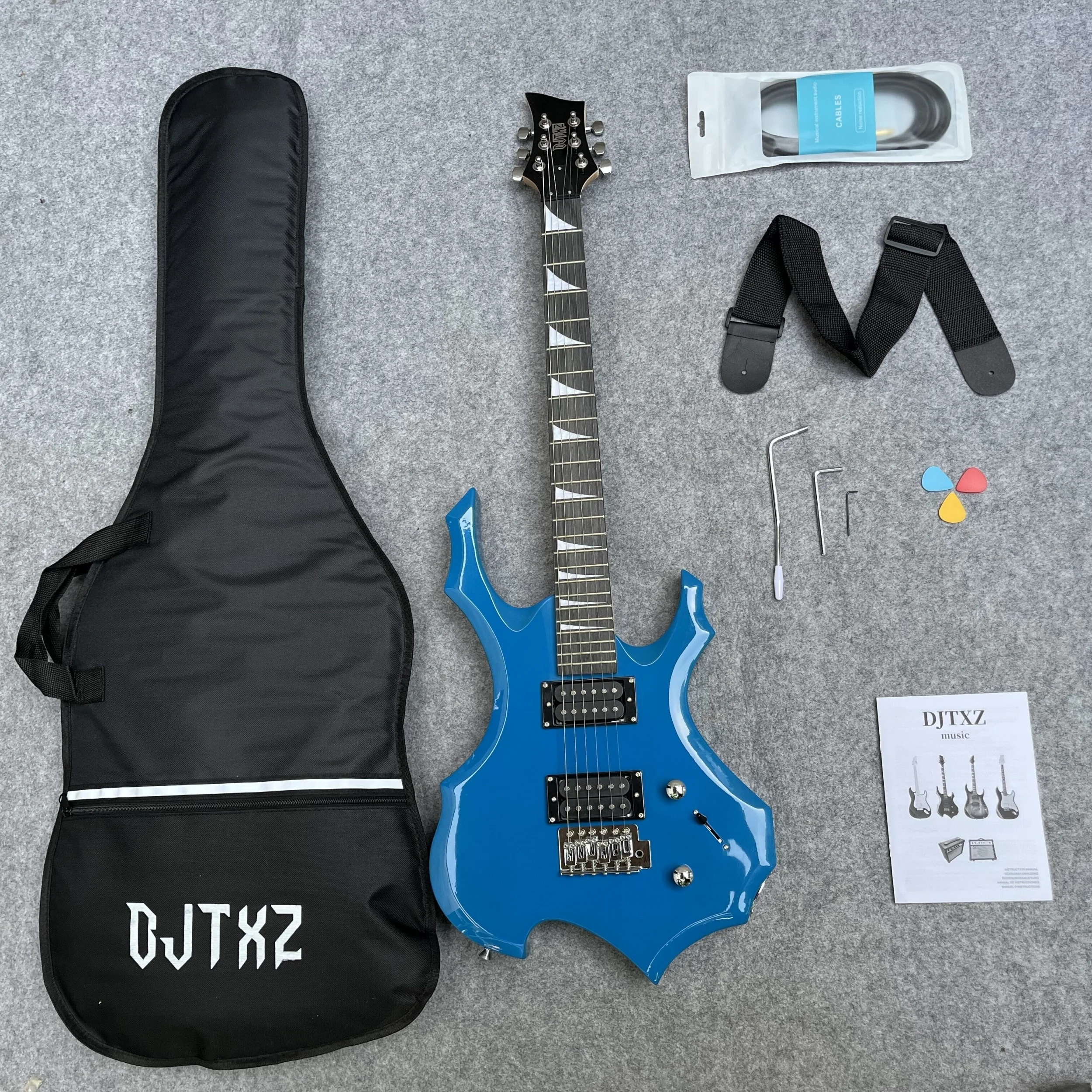 جيتار كهربائي أزرق مشهور للمبتدئين يأتي مع حقيبة ظهر للجيتار