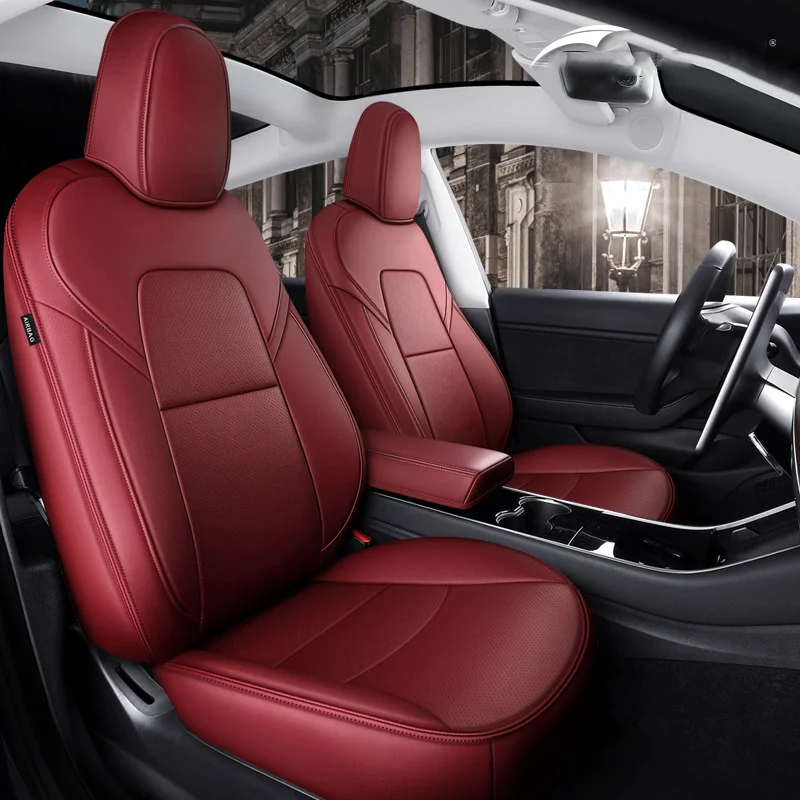 

For Tesla Model 3 Model Y 2017-2025 Premium Car Seats Cover Nappa Leather Full Surround Style Cushion Interior Accessories