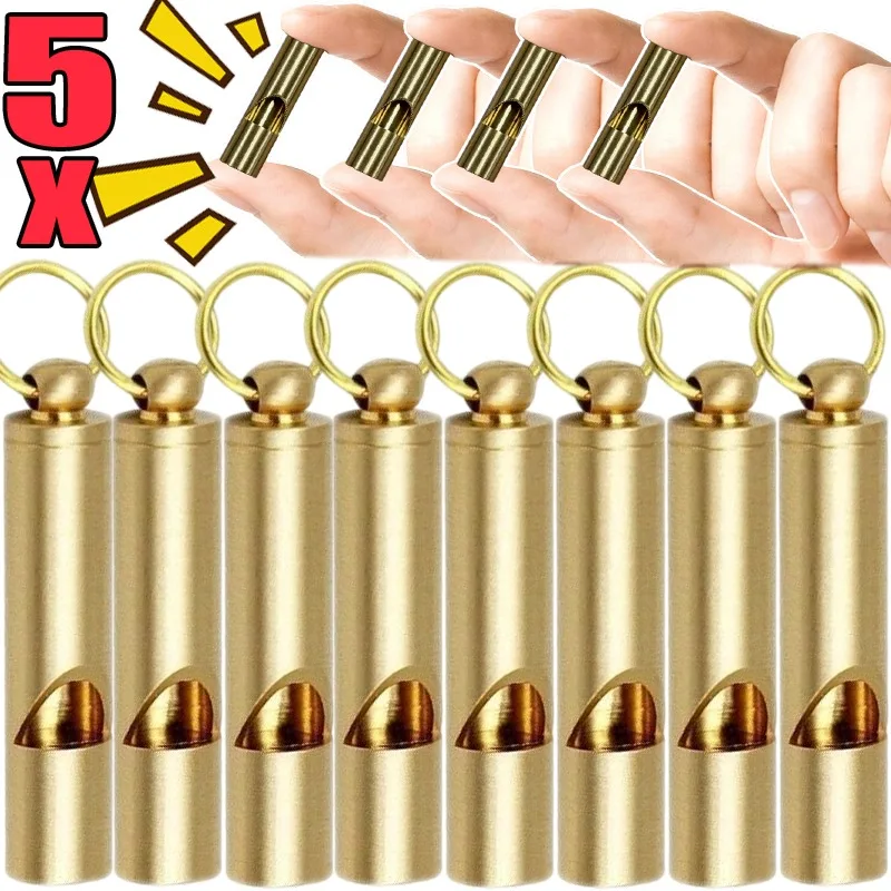 Peluit Darurat Keras untuk Bertahan Hidup, Gantungan Kunci Kuningan untuk Keamanan Luar Ruangan, Mendaki, Berkemah, Petualangan, Ringkas, Anti Korosi, Dapat Dipasang di Ransel