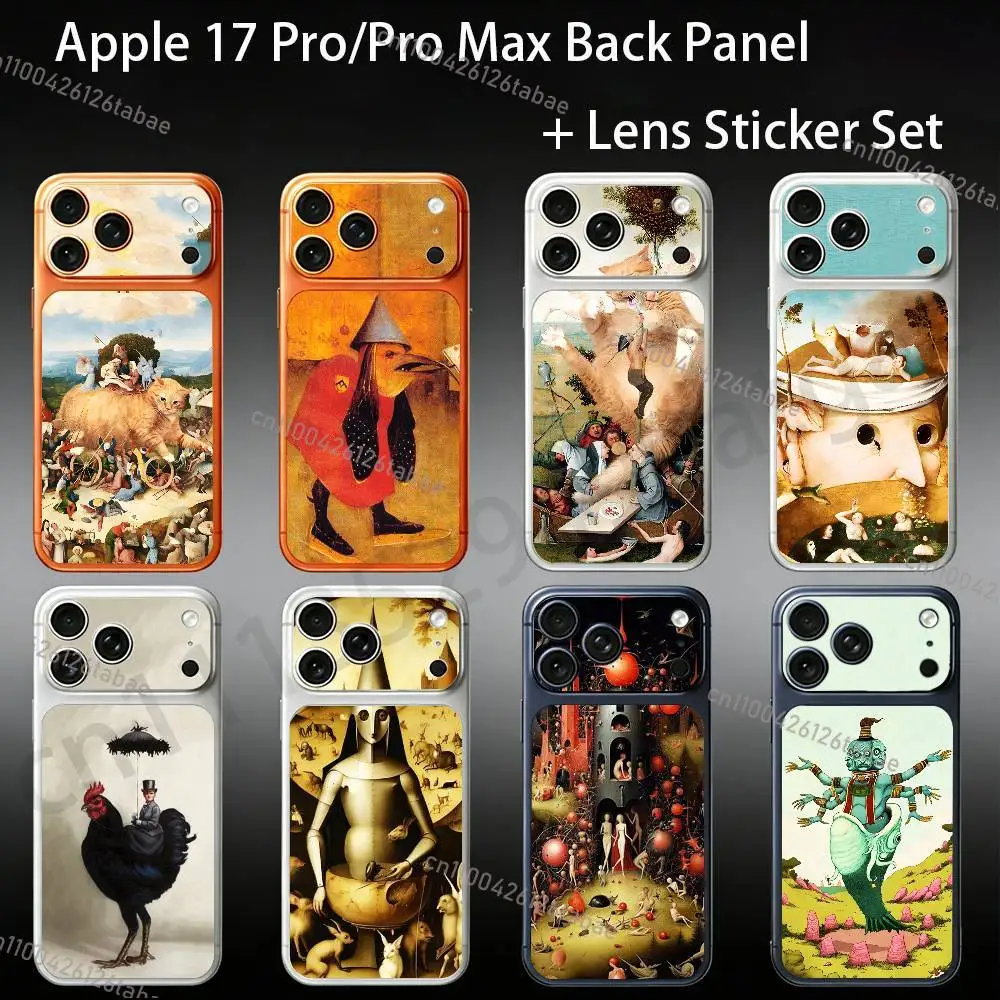 

NEW H-Hieronymus Bosch Painting For iPhone 17pro/proMax Full body Back Cover Decal Skin Colorful Rear Protective Sticker Film
