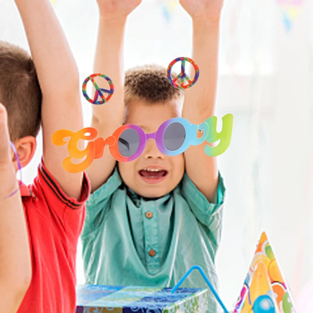 

Novelty Groovy Party Sunglasses Sign Grey Lenses Funny Costume Accessories for Masquerade Christmas Halloween New