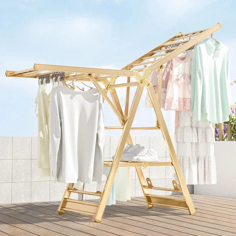 Minimalist Clothes Drying Rack Floor Folding Drying Clothes Free Installation Rack Drying Quilt Aluminum Alloy Drying Rack