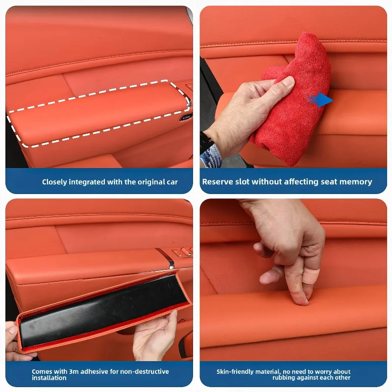 For Lynk & Co 900 2025 2026 Car Door Armrest Cover Protection Pad Anti Fouling Leather Pad Four Door Handle Panel Protector detail image 4