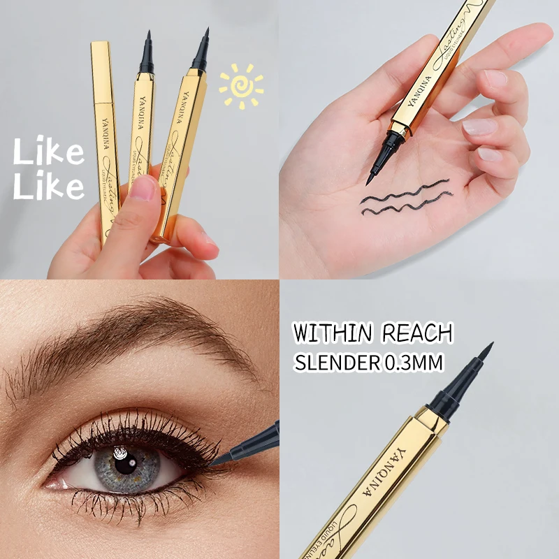 Schwarzer, wasserfester, schweißfester und wischfester Eyeliner für einen natürlichen Look, der sich schnell und einfach auftragen lässt.