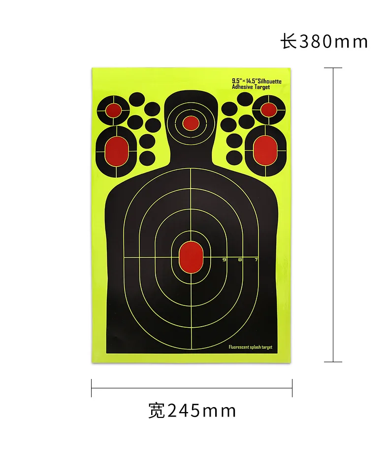 20 szt. 14.5 Cal cele do strzelania w kształcie ludzkiego ciała reaktywne rozpryski świecące fluorescencyjne papierowe tarcze do akcesoria