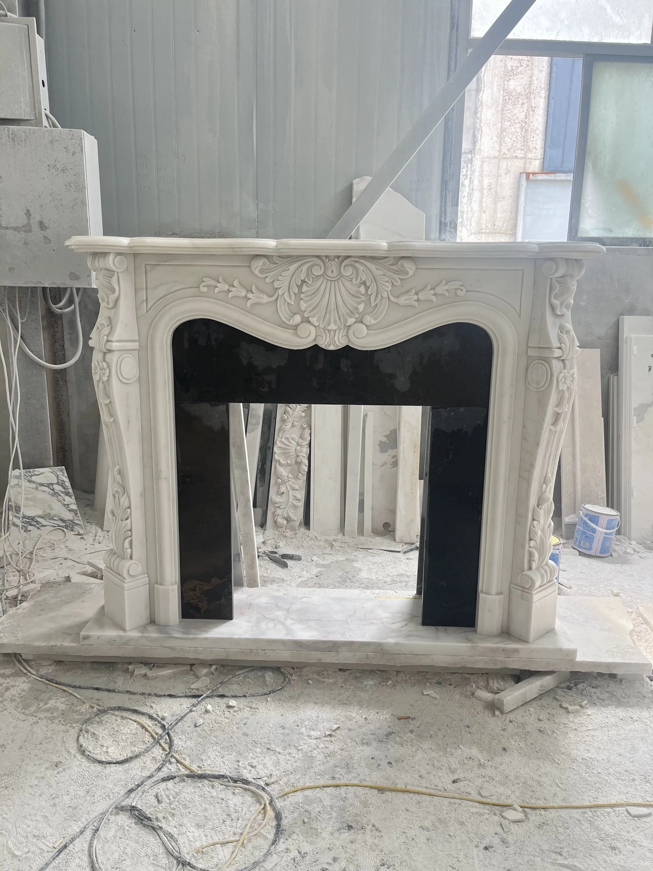 

Marble fireplace French European carved living room decorative cabinet white marble stone sculpture fireplace rack