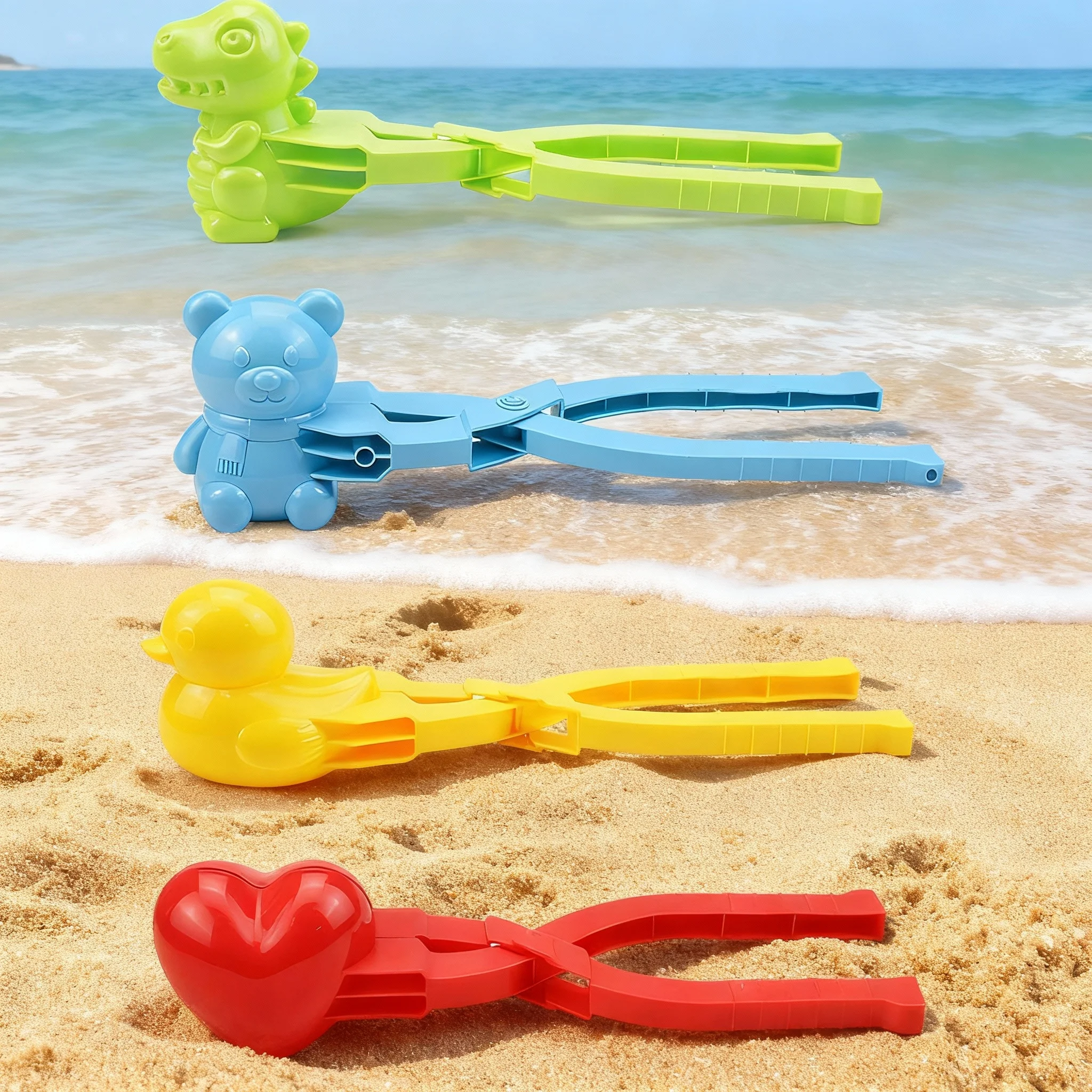 4Pcs/Set Cute Duck Shaped Rice Mold Maker Clip Children Outdoor Plastic Duck Rice Mold DIY Snowball Maker Sushi Mold With Handle
