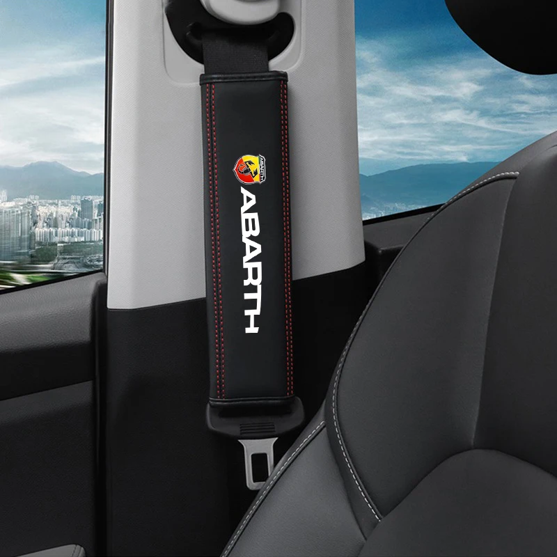 2pc Car Safety Belt Shoulder Strap Adjustable Protection Pad For Fiat Abarth 595 Abarth 500 Abarth 124 Spider Interior Accessory