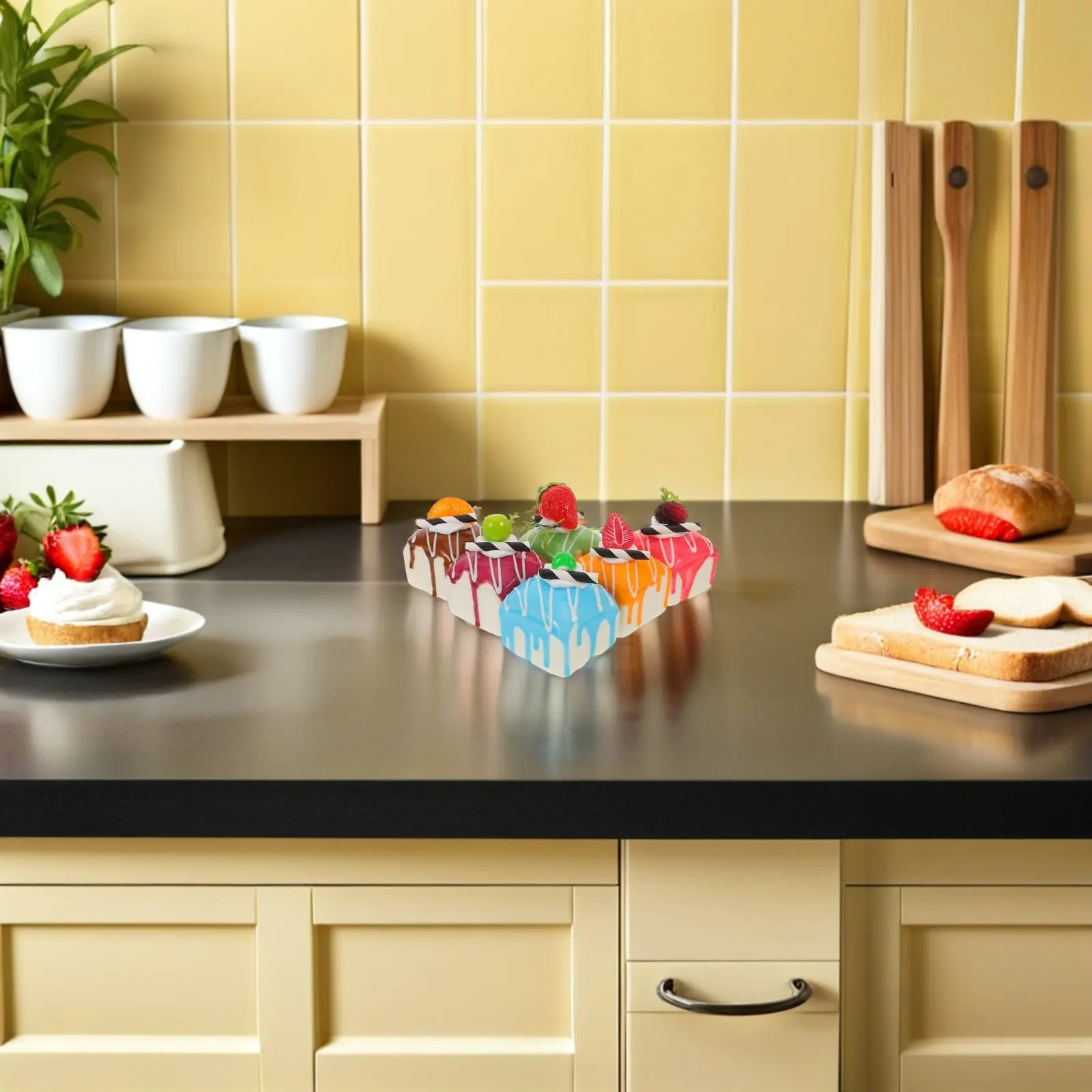 

6Pcs Realistic Simulation Cake Artificial Cake Prop for Wedding Party Decoration Shop Window Display Faux Dessert for Food