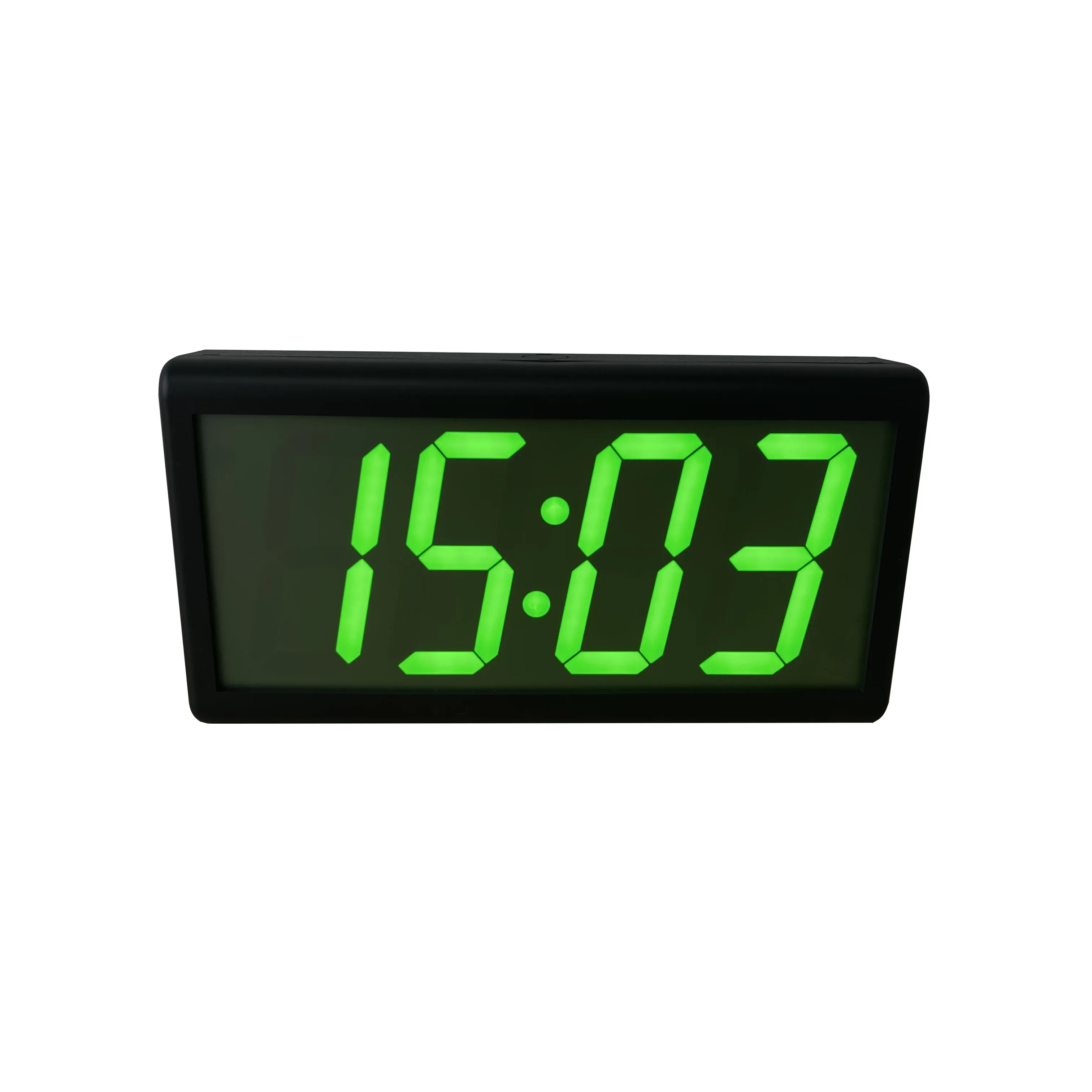 

4"4-digit Green LED Wall Watch Synchronized Digital PoE Clock, Black Plastic/Metal Case