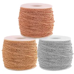 2m Lot Rose Gold Stainless Steel Bracelet Welded Extension Tail Chain Bulk Necklace Extender Gold Chains for DIY Jewelry Making