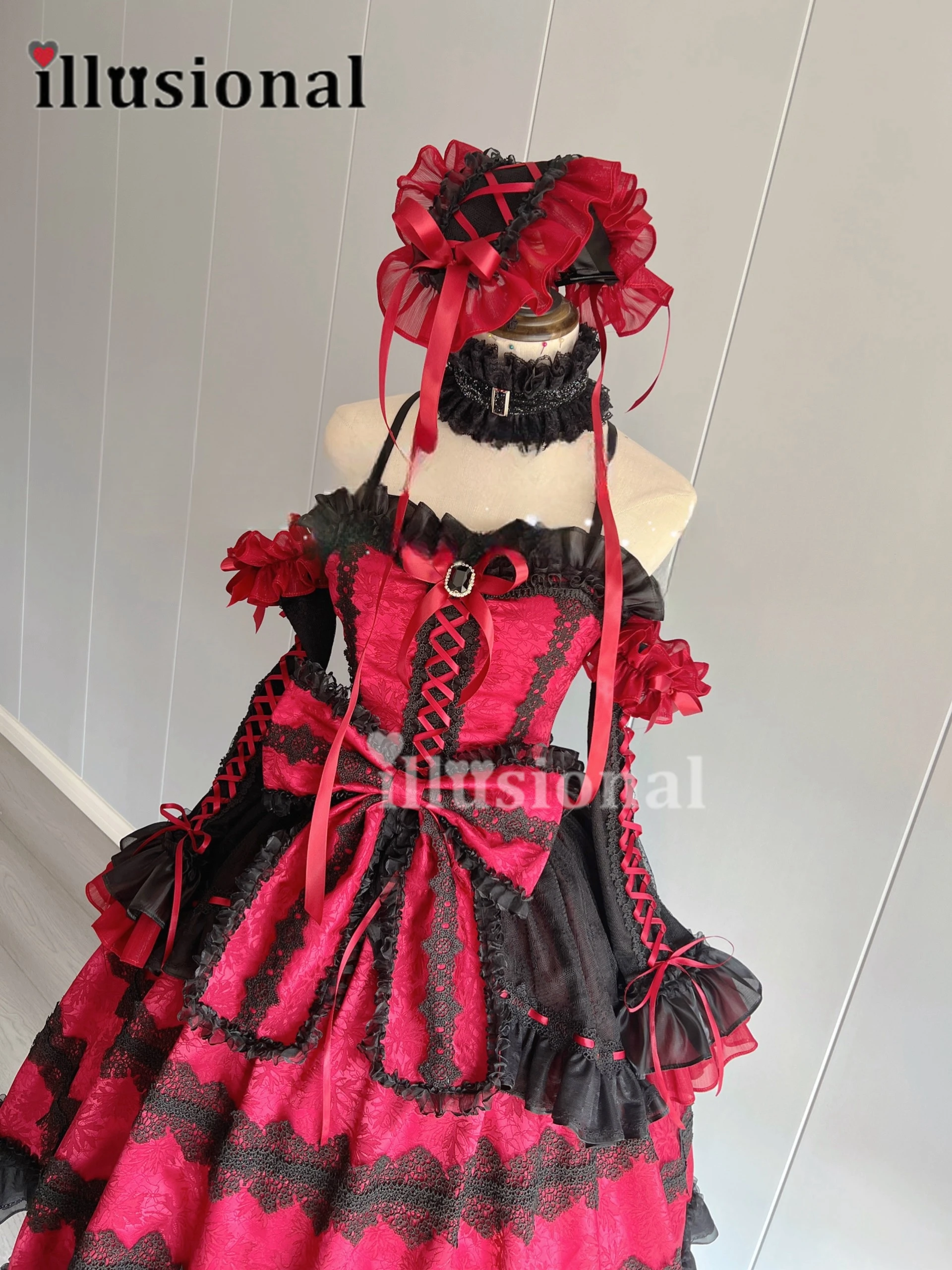 illusional Custom size Date A Live Cosplay Tokisaki Kurumi Cosplay Costume Halloween Costumes Nightmare dress female Customized