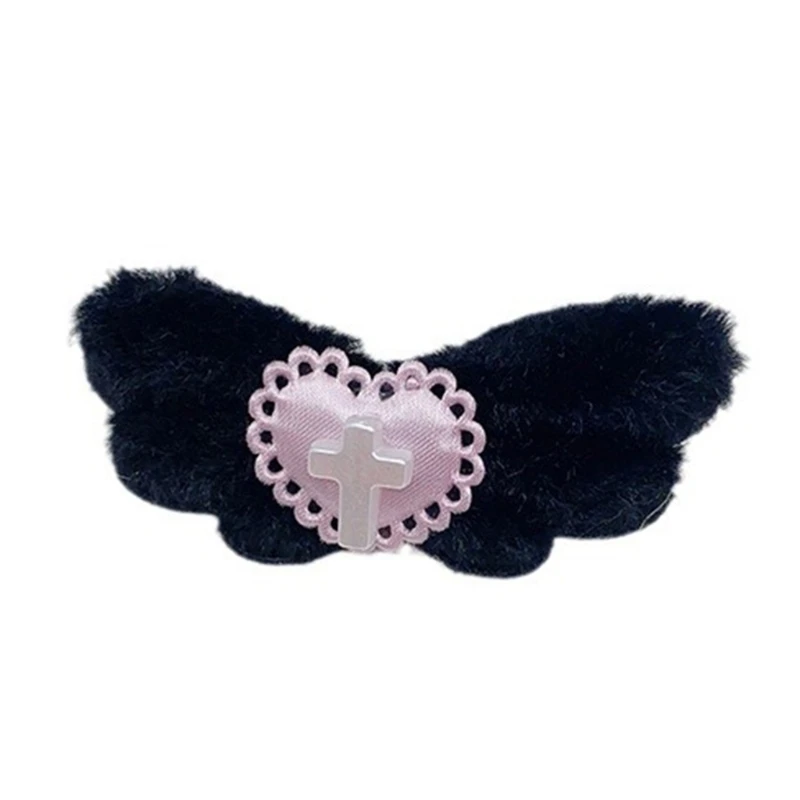 Gothic Heart Angel Wing Hair Clips Y2K Aesthetics Hairpins Barrettes Harajuku Hairgrips Fashion Hair Accessories