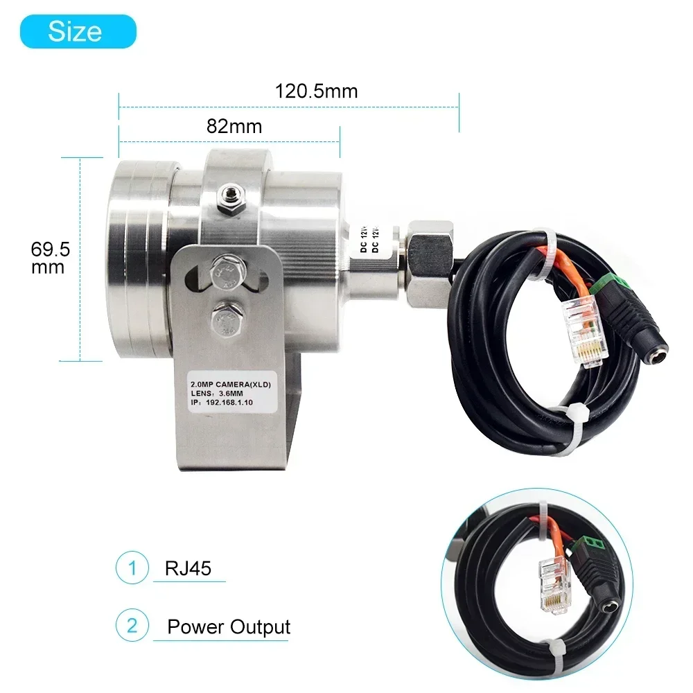 IP-камера 1080P Взрывозащищенная камера видеонаблюдения IP68 Водонепроницаемая камера видеонаблюдения H264/H.265 с POE