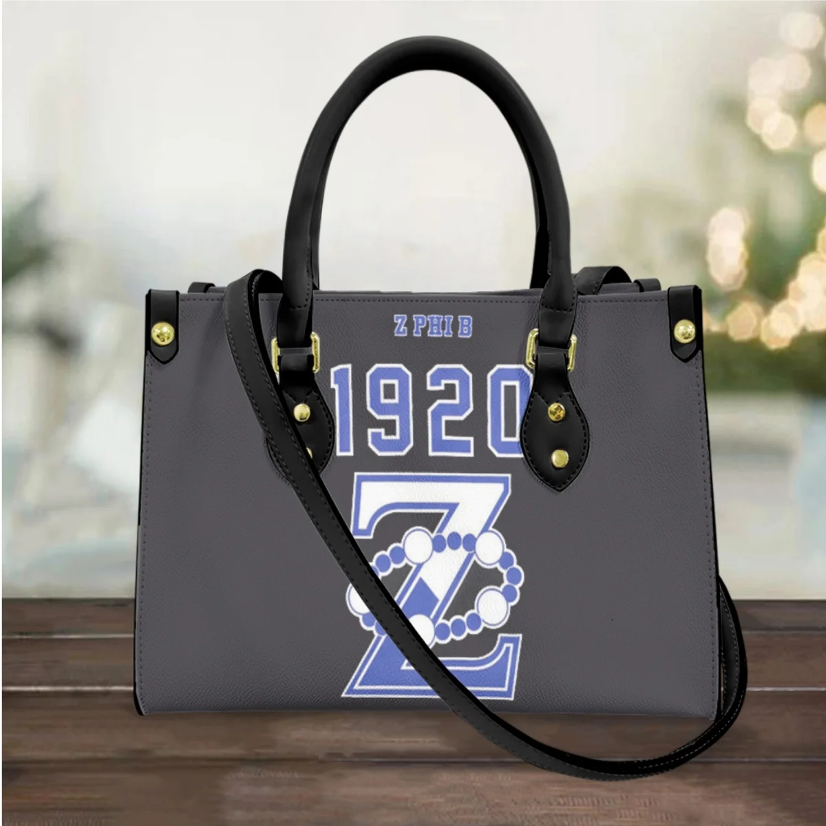 

New Cross Body Bags Female 1920 Zeta Phi Beta Print Top Handle Shoulder Bag Vintage PU Leather Fashion Totes Handbags Sac à Main