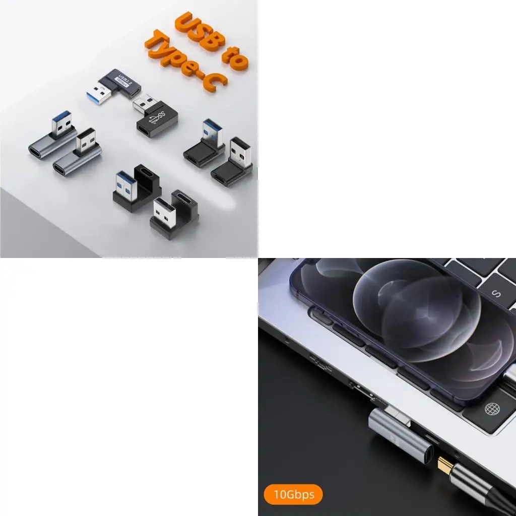 90 Degree USB 3.0 Male To Type C Female Left Right Angled Adapter Connector