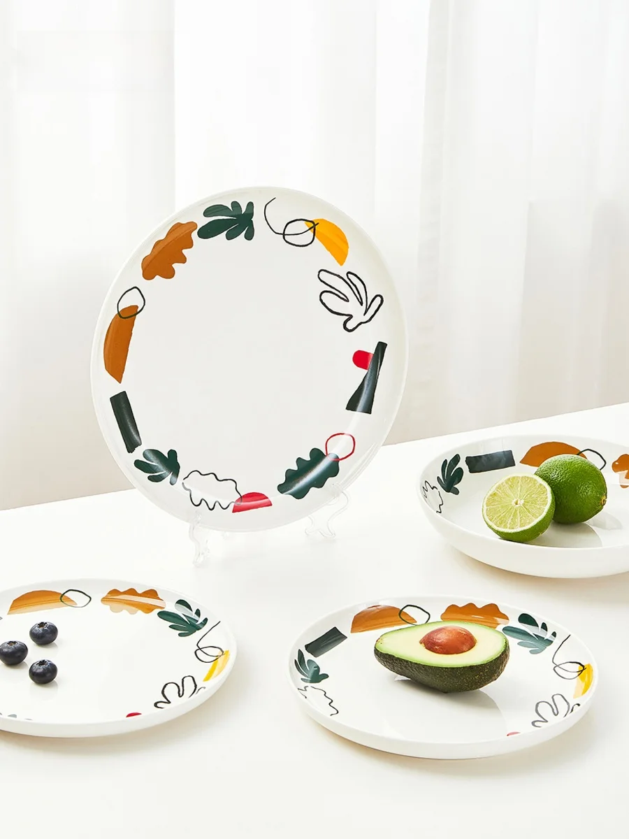 

Alive Series Cerc Plate Set for Home Dining Dert Plate Western Dinnerware New Home Gift Nordic Sle Hand-Painted