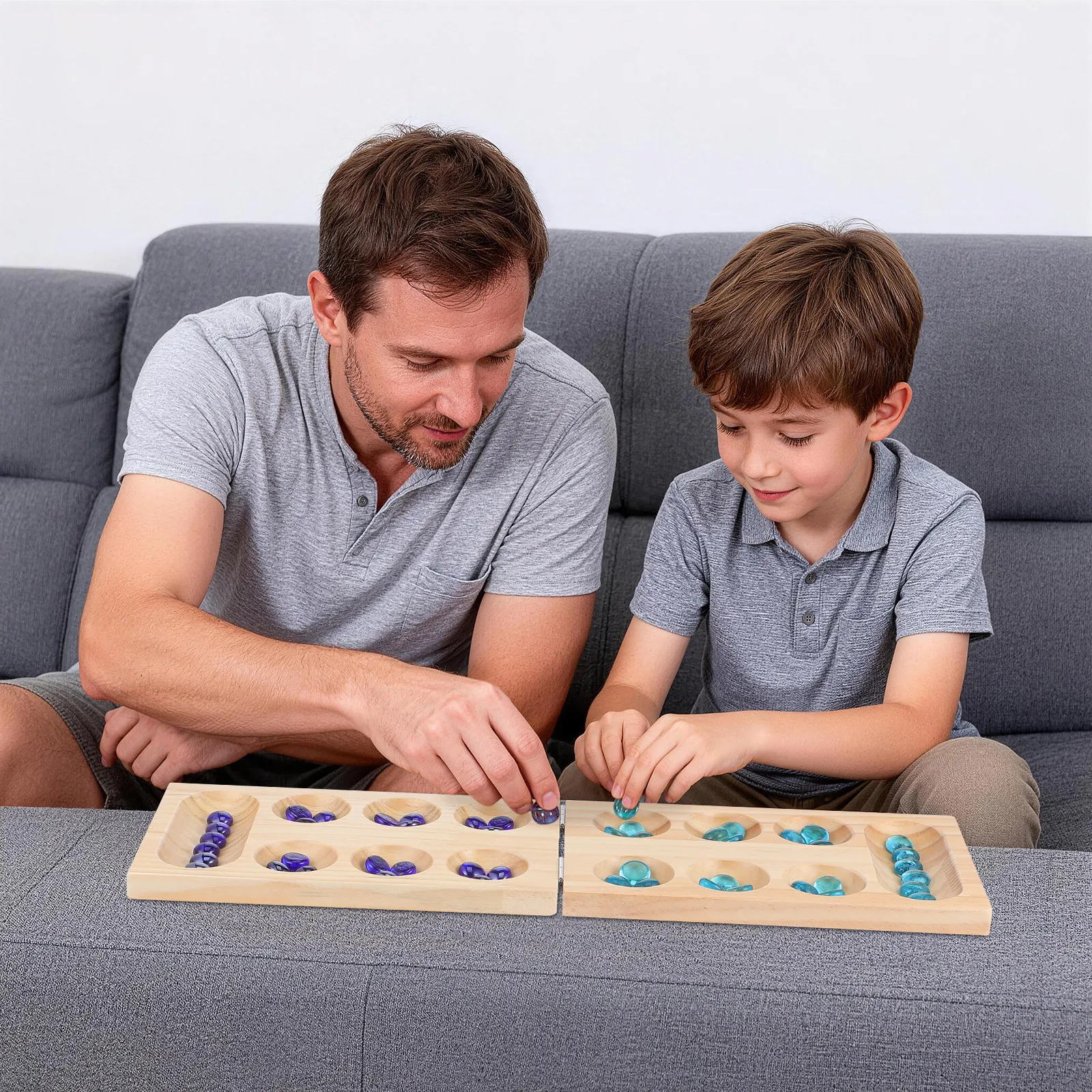 

1Set Foldable Wooden Mancala Board Game Gemstone Chess Lightweight Portable Family Party Logic Training Mancala Board Game