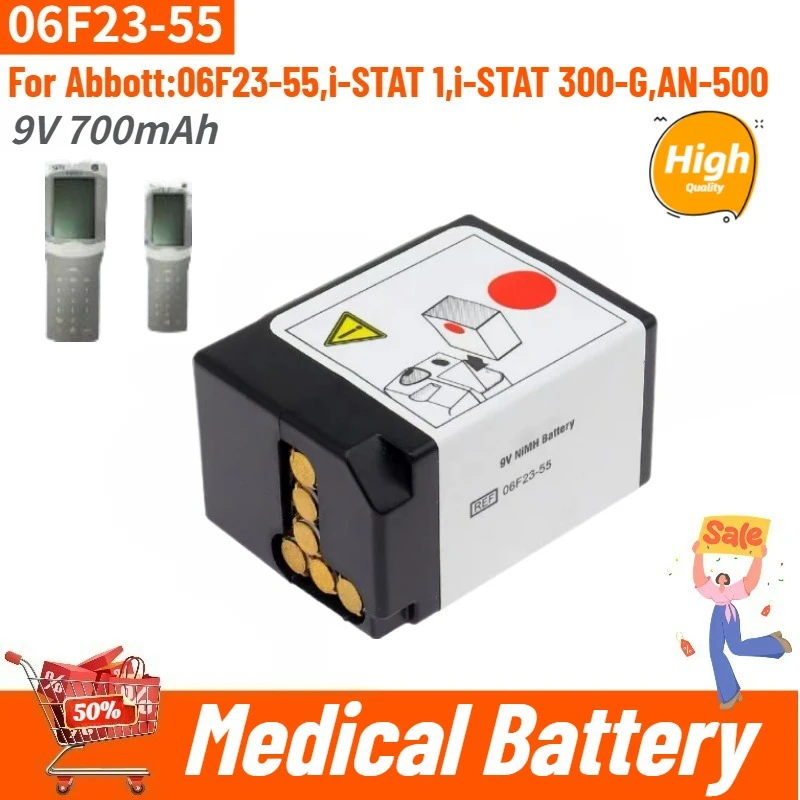 

High Quality 06F23-55 Medical Battery 9V 700mAh For Abbott:i-STAT 1,i-STAT 300-G,AN-500 Brand New Replacement Battery