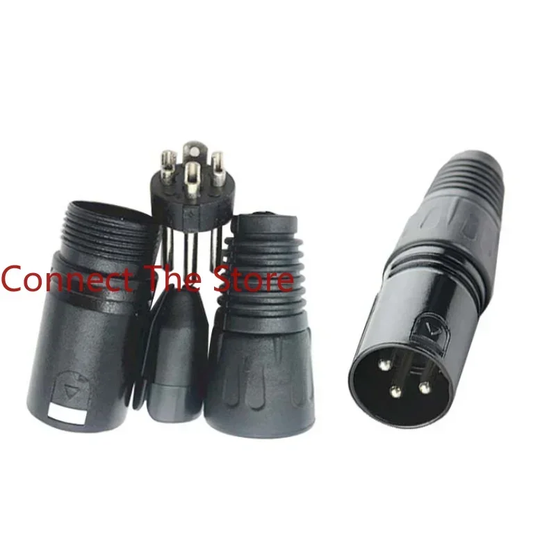 2PCS Power Amplifier 3P XLR Speaker Plug Three-core Balanced Canon Black Front Socket Metal Rear Shell