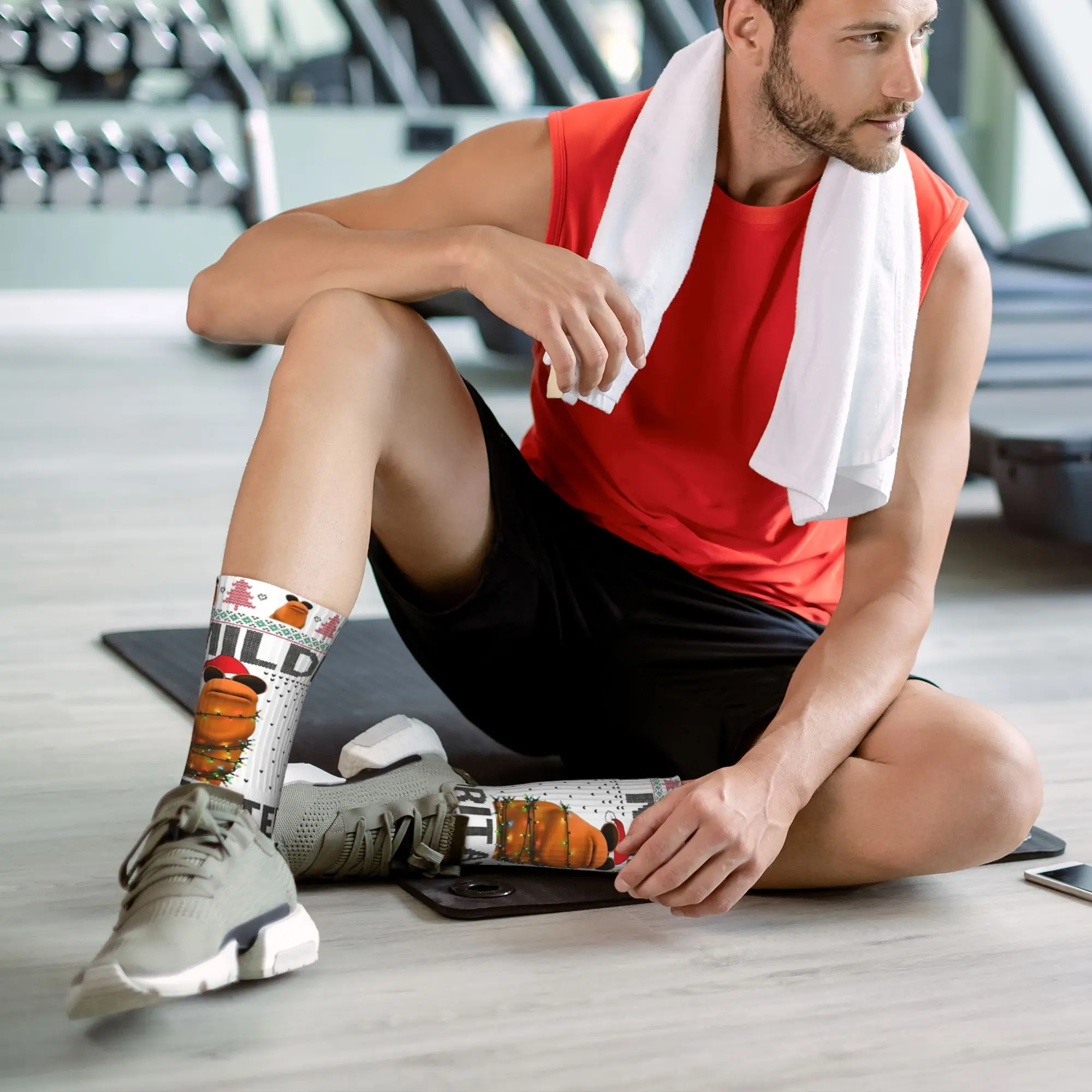 クリスマス マーカス ザ ワーム ロバート ヘルプ マーカス 面白いミーム ブレインロット ソックス 秋 ストッキング 女性 男性 ソックス ランニング アンチソックス