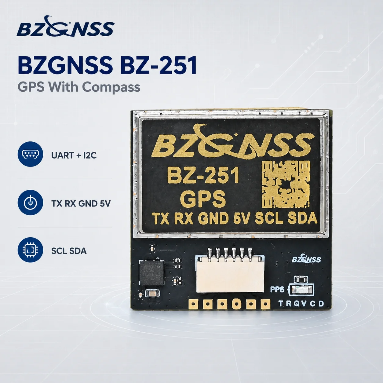 BZGNSS BZ-251 Drone GPS Module With Compass 10Hz UART I2C Ceramic Antenna For INAV Fixed Wing RC Airplane Navigation 72 Channels