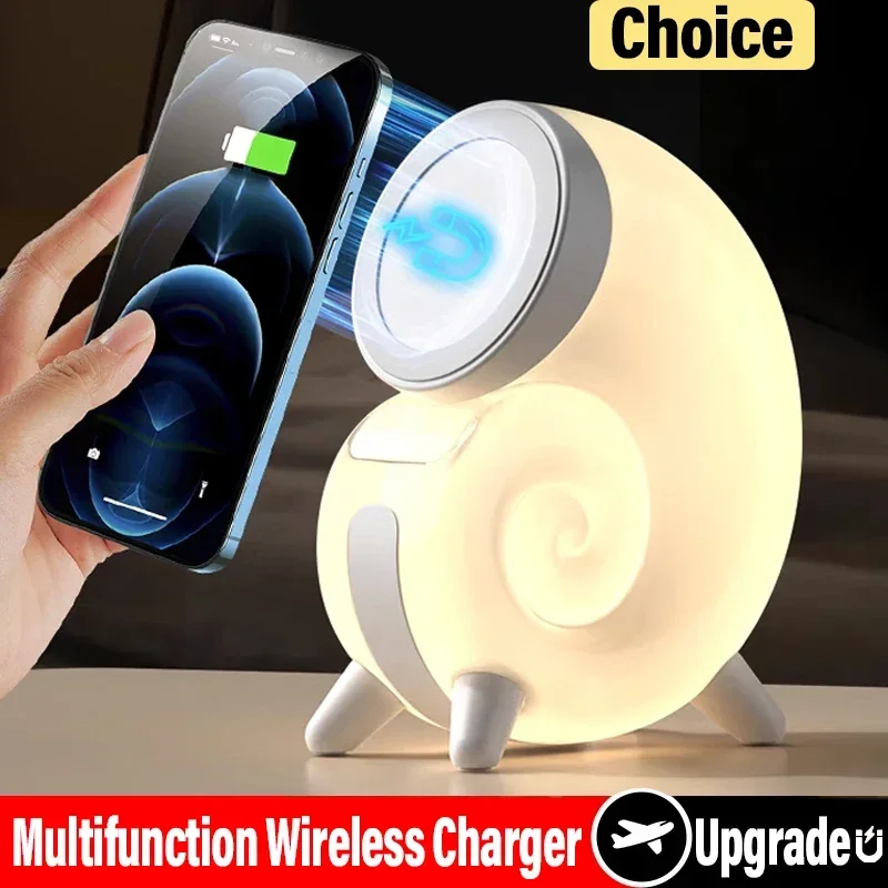 Magnetic Wireless Charger for iPhone 15 14 13 12 11 Pro Max Base LED Night Light Magnet Mobile Phone Fast Charging Station Dock