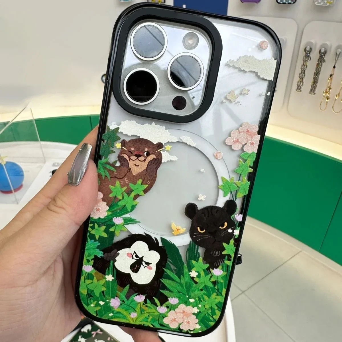 Cartoon Zoo 2.5 Acrylic Black Border Phone Case Cover for IPhone 12 13 14 15 Pro Max Case