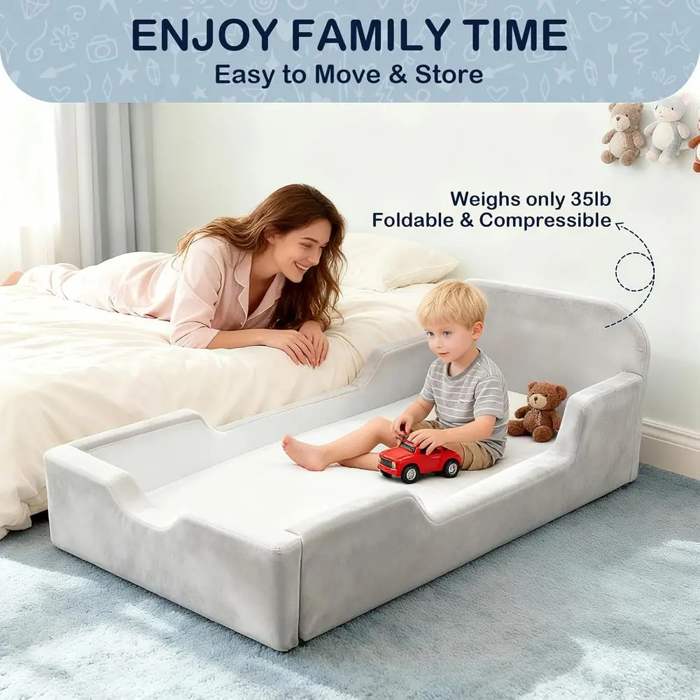 Toddler loor ed, No Asmly Needed - Super Sot ull oam Kids ed with Removale Washale Cover or As 3-5 (61.8x31.5x18.9)