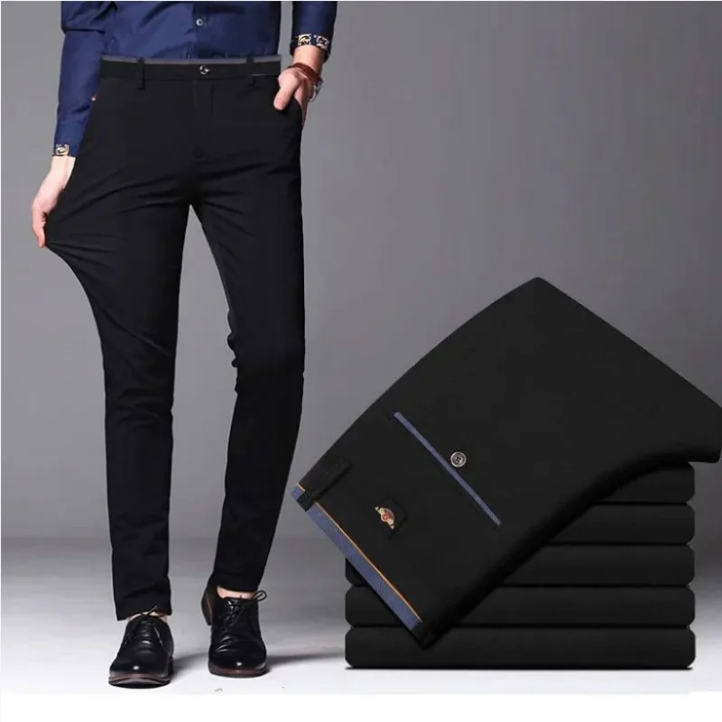

Men Elastic fabric Pants Spring Summer Casual Straight Long Pants Casual Men Comfortable Trousers plus size 29-40