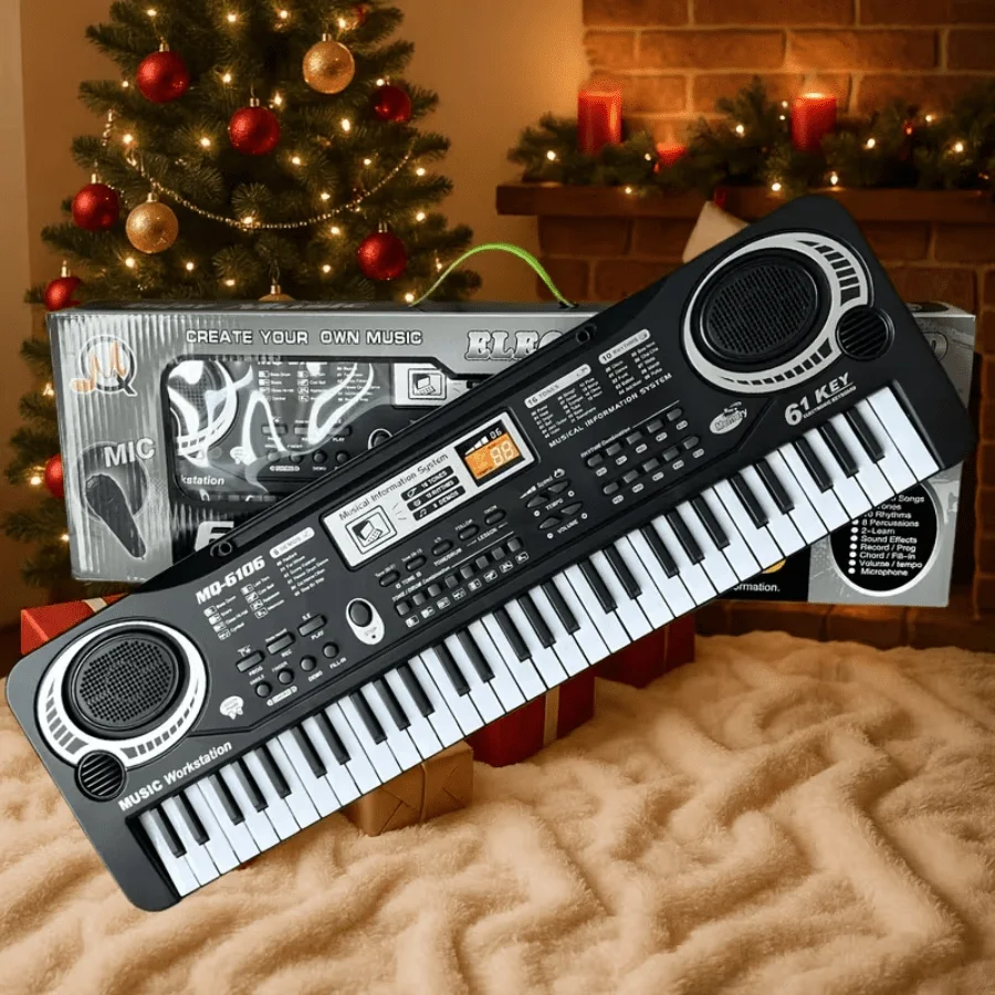 61‑Keys Kids Electronic Keyboard Piano Toy With Microphone, Portable Beginner Music Learning Instrument, Multifunctional Early Educational Music Toy, Fun Play Keyboard Set, Ideal Christmas Birthday Holiday Gift For Beginner Boys Girls Children