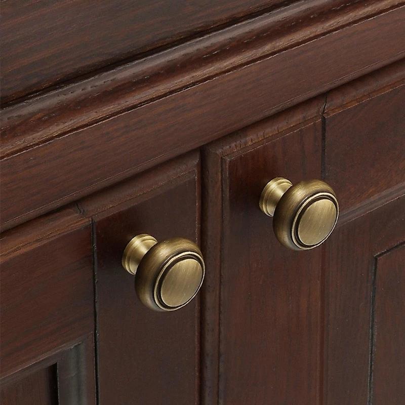 Simple Antique Single-hole Drawer All Copper Handle American Brass Retro Wardrobe Cabinet Cabinet Door Pulls Hardware Furniture
