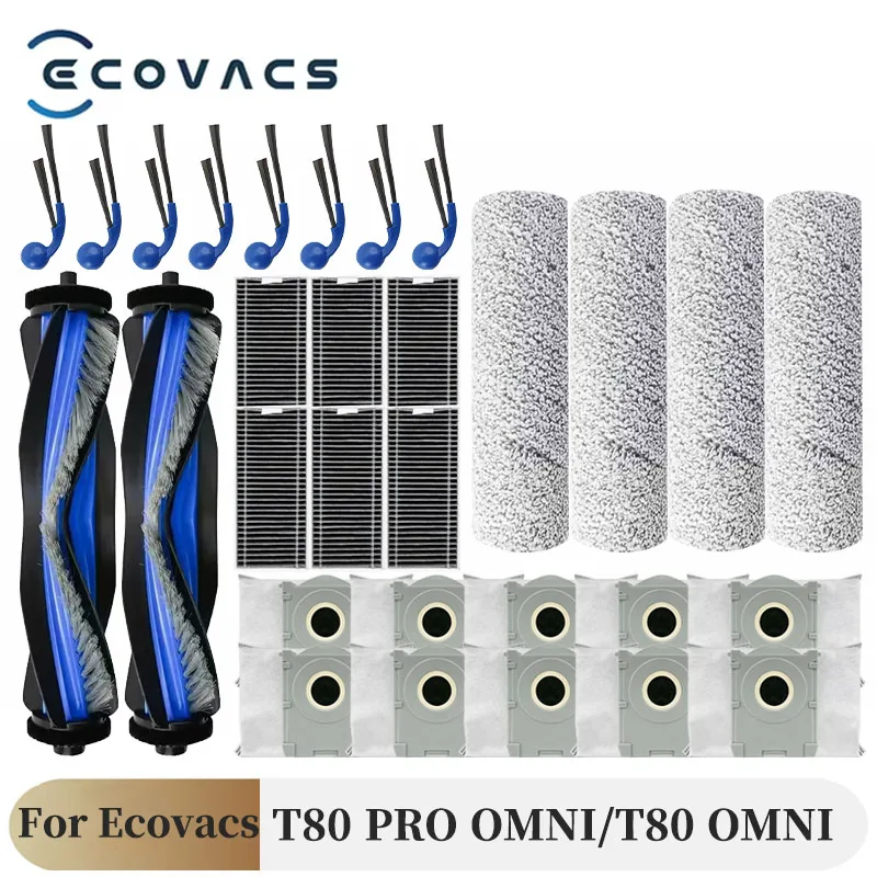 Pour ECOVACS T80 PRO OMNI / T80 OMNI aspirateurs nettoyeur rouleau principal vadrouille tissu brosse latérale sac à poussière filtre HEPA accessoire de remplacement