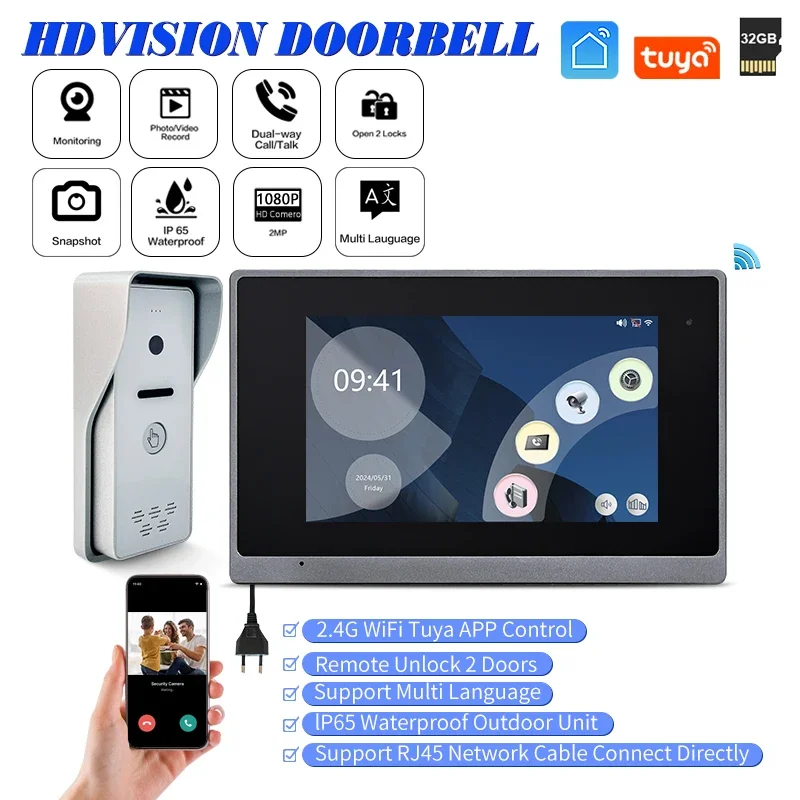 

Hot Sale Interfone Inteligente Wifi Camera IP Smart Doorbell Wifi Tuya Video Intercom System HD 1080P Camera Door Phone Intercom