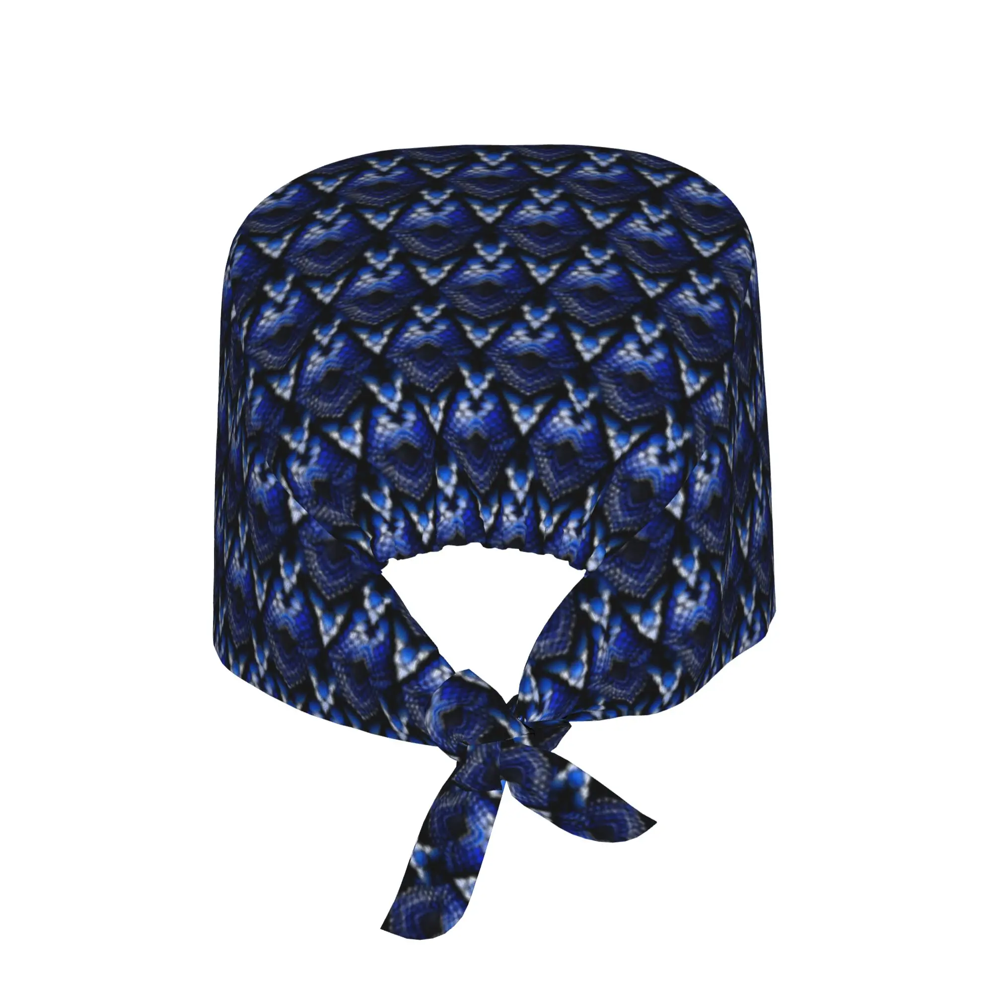 Snakeskin Dragon Skin Scrub Hat Surgical Scrub Caps Nurse Medical Cap Fantasy Dinosaur Scales Dark Blue Work Scrubs Hat for