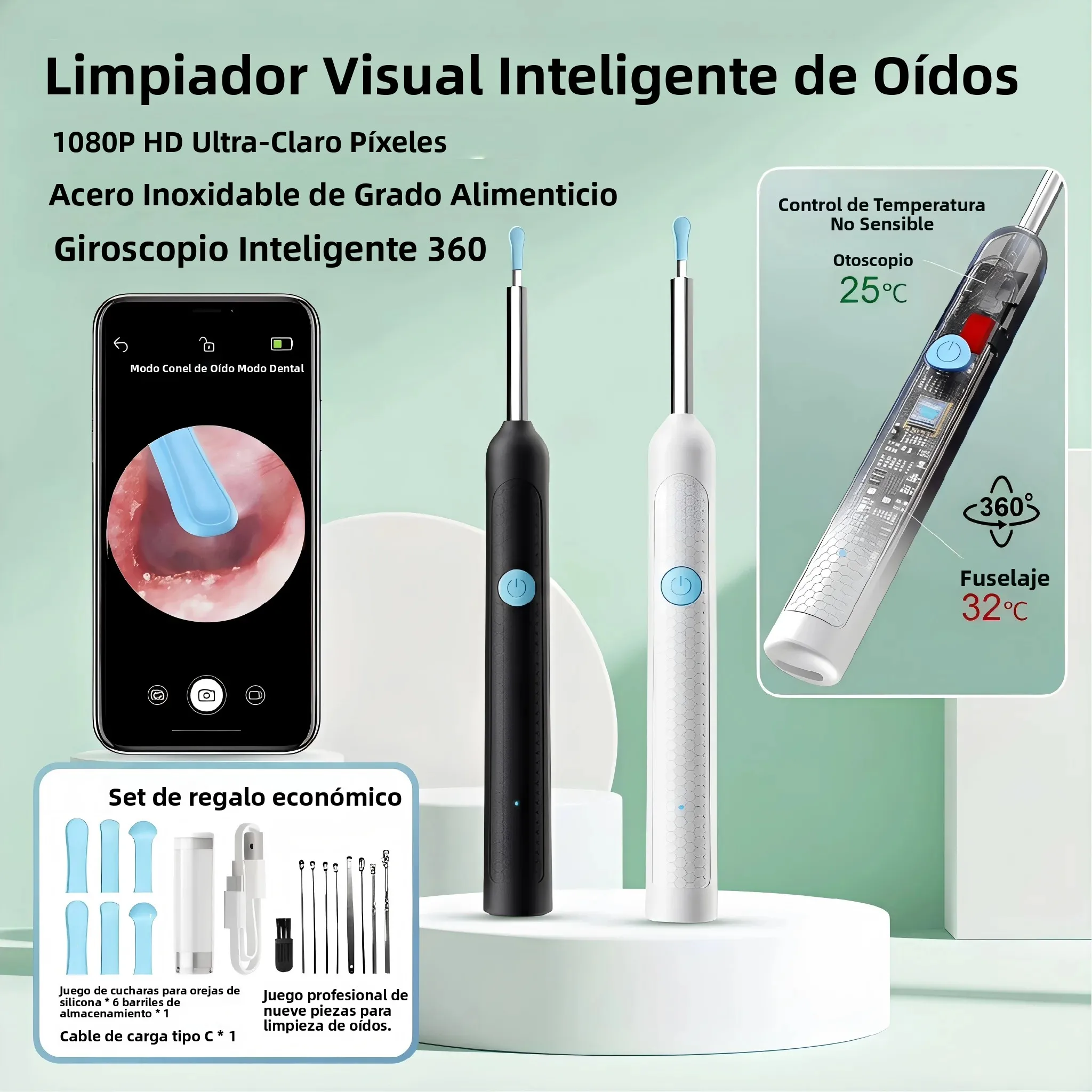 

Ear Wax Removal Tool Camera Ear Cleaner with Camera 1080P HD Ear Camera and 6 LED Light Ear Camera Wax Removal for iOS& Android