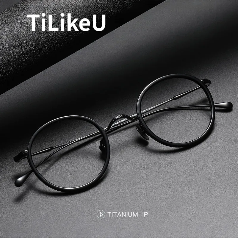 

Japanese Handmade Titanium Eyeglasses Frames literary Retro style Small Round Acetate Optical Glasses Frames Men and Women 2024