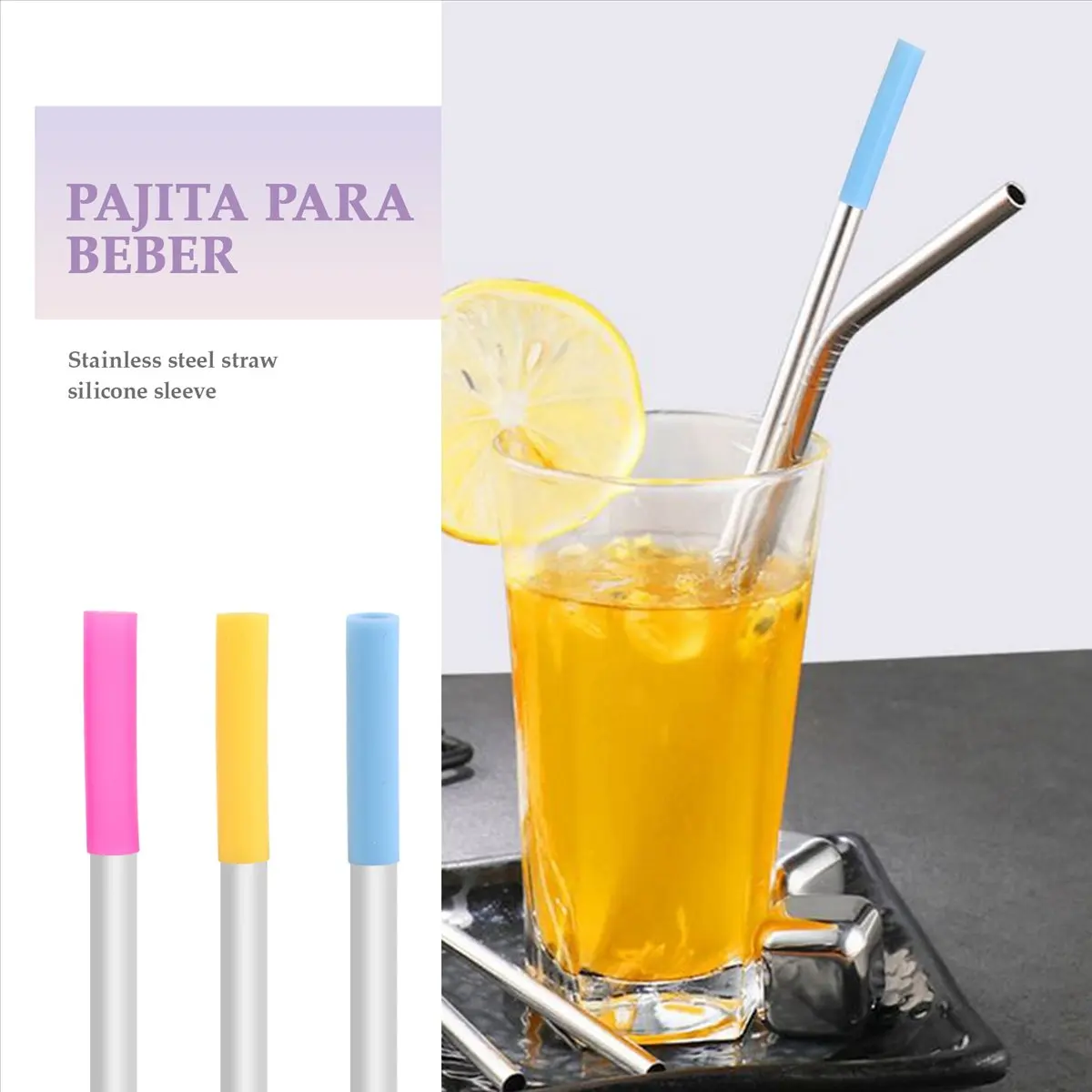 ABPP 10pcs Assorted Colors Reusable Silicone Straws Tips Covers for 0.24inch 6mm Stainless Steel Drinking Straw