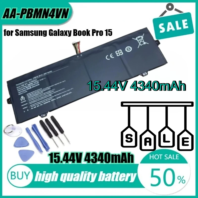 

Новый высококачественный аккумулятор для ноутбука 15,44 В, 67 Втч, 4340 мАч AA-PBMN4VN для Samsung Galaxy Book Pro 15 NP950QDB NP950XDB + инструмент