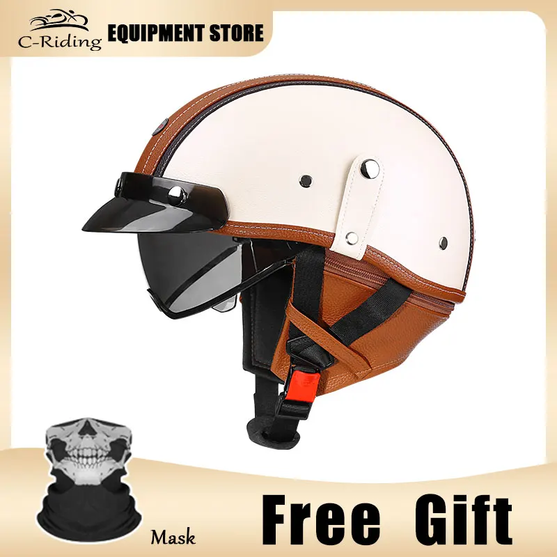 

DOT Approved Breathable Half Helmet with Inner Visor Lightweight Motorcycle Helmet for Men Women Removable Sun Shield