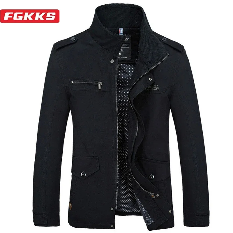 

FGKKS 2024 Brand Men Jacket Coats Fashion Trench Coat New Autumn Casual Silm Fit Overcoat Black Bomber Jacket Male