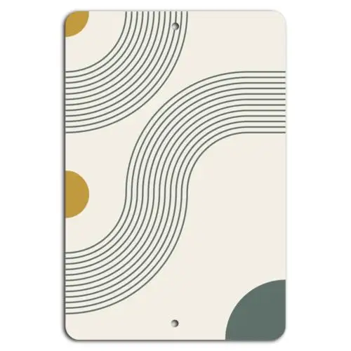 Retro Vibes: Curved Lines  Circles Metal Sign-Aluminum